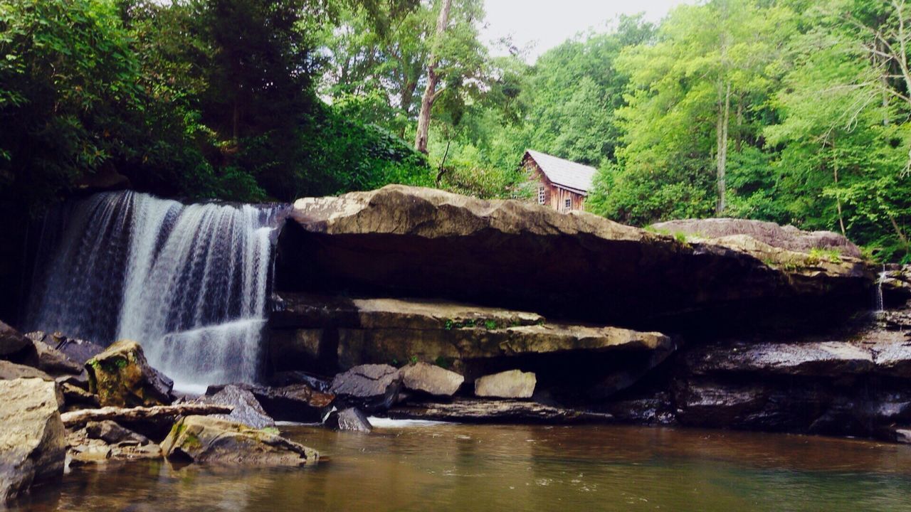 Alpine scenery with waterfall