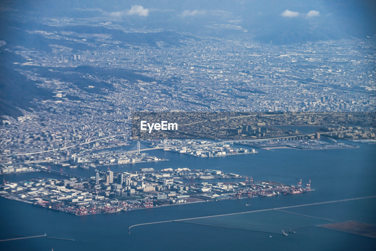 high angle view of cityscape against sky