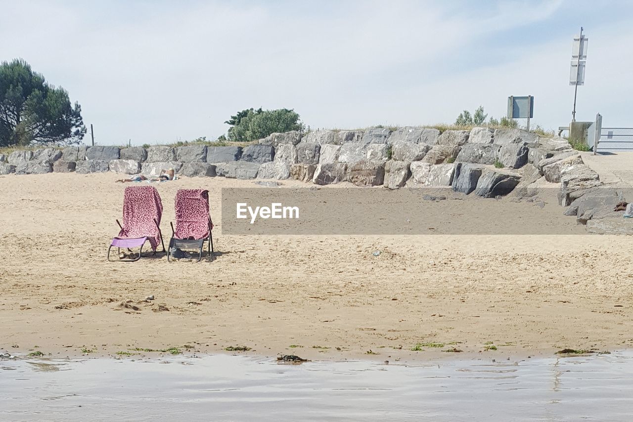 Deck chairs on a british beach