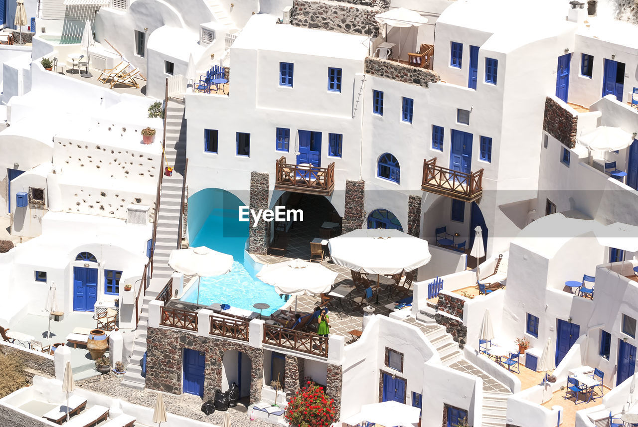 High angle view of oia village at santorini