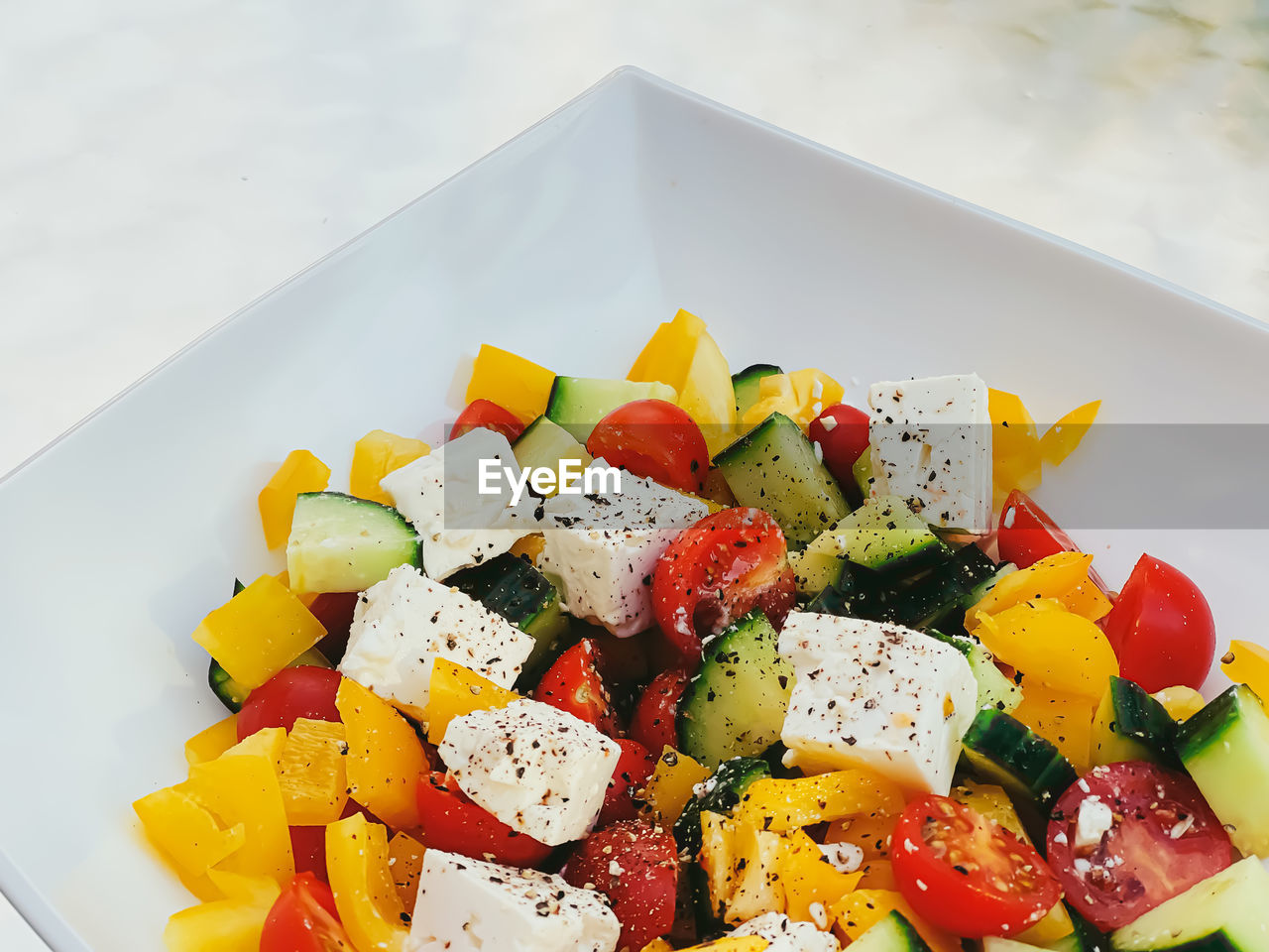 high angle view of food served in plate