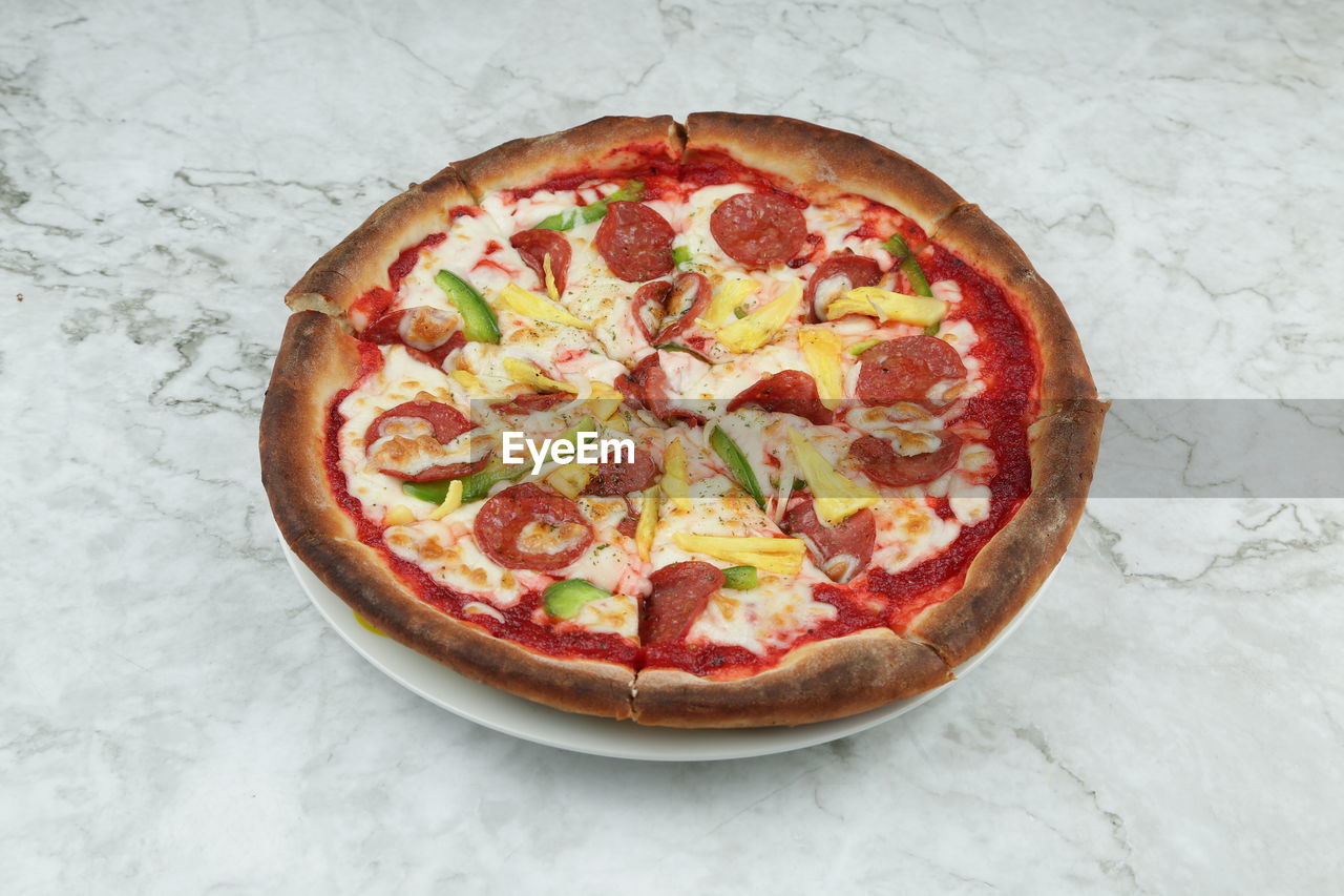 Special homemade beef pepperoni pizza