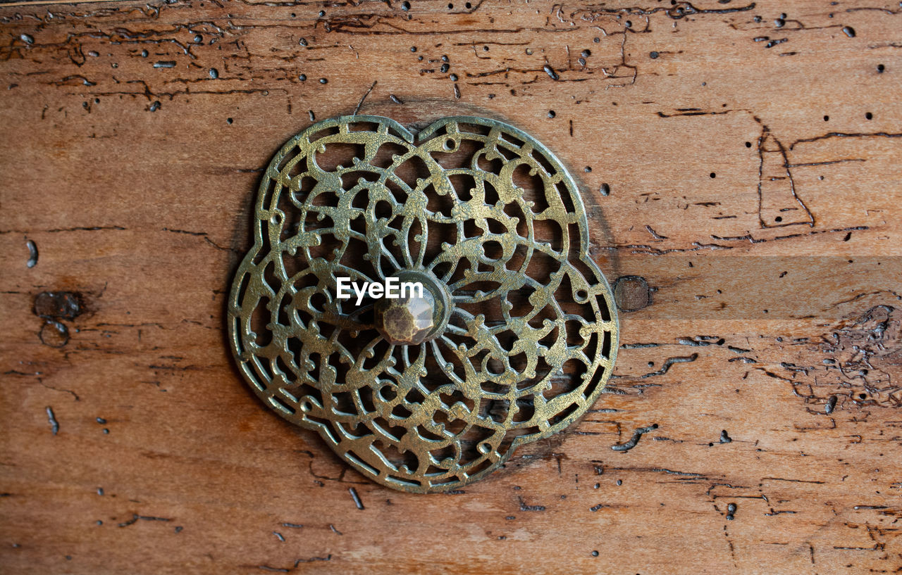 DIRECTLY ABOVE SHOT OF WICKER BASKET ON TEXTURED WALL