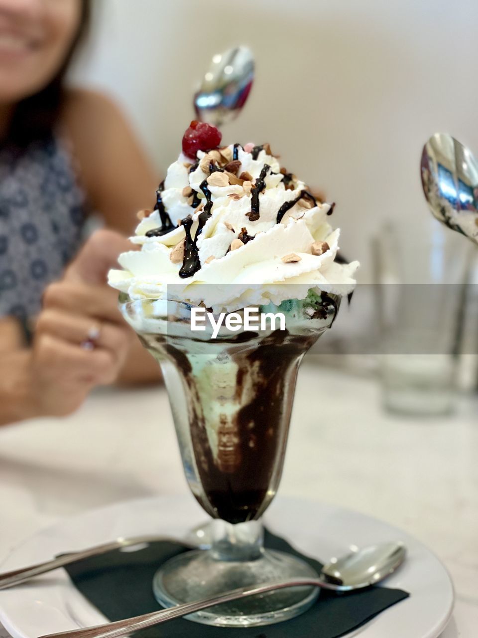 Close-up portrait of ice cream sundae