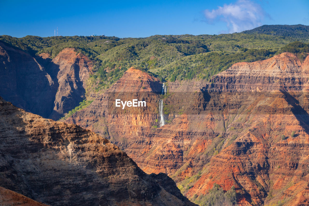 Scenic view of waimea canyon, kauai, hawaii, usa seen from waimea canyon lookout against sky