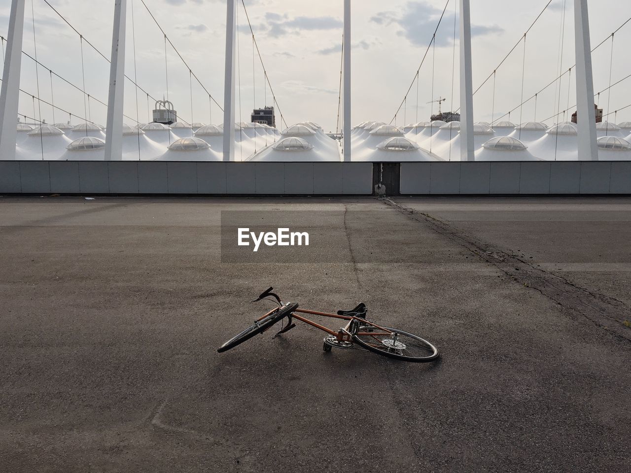 High angle view of bicycle in parking lot