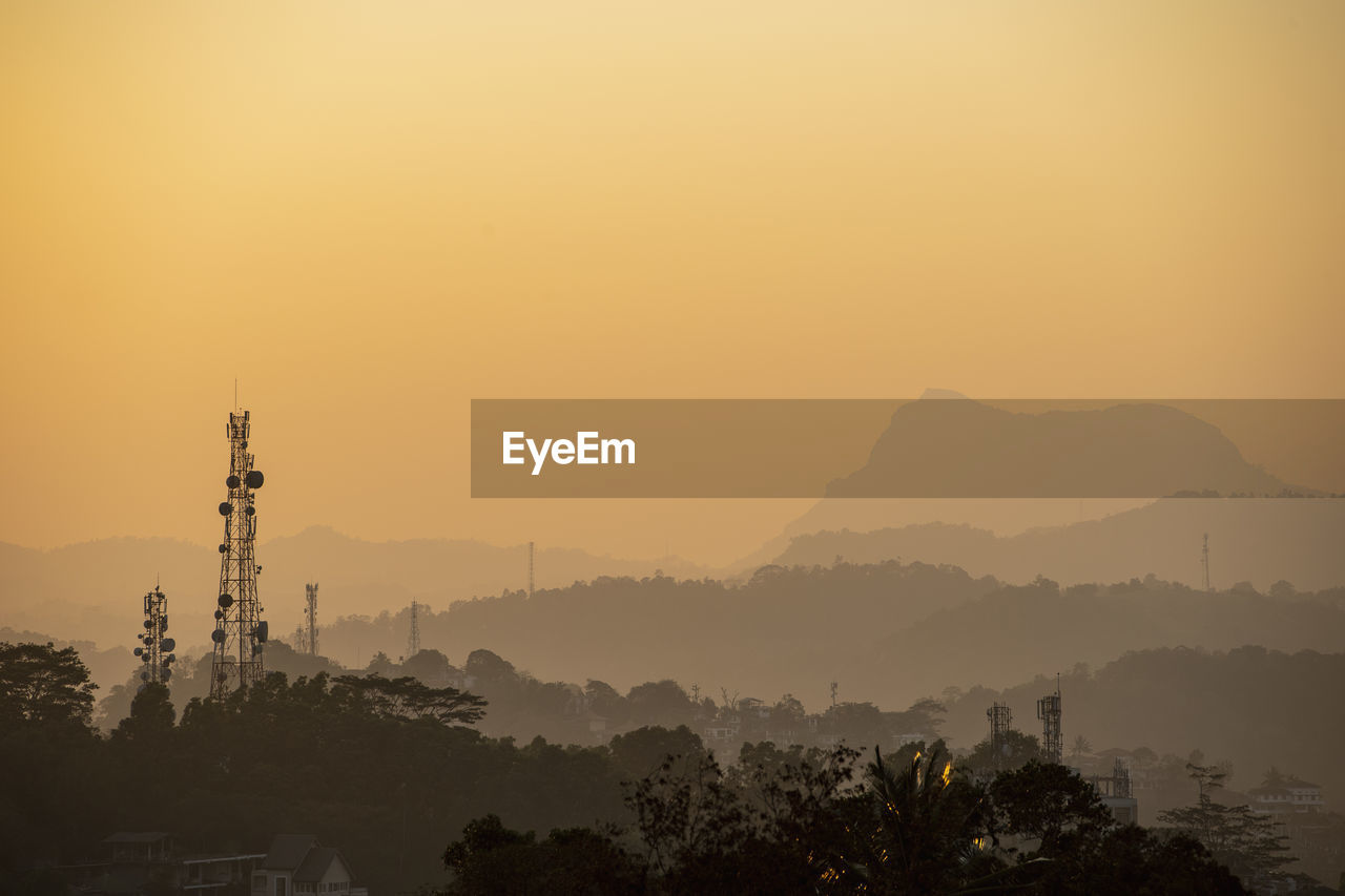 Sunset over the mountains in kandy / sri lanka