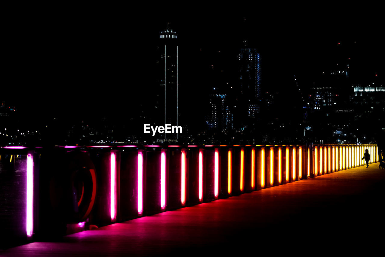 Illuminated bridge  at night