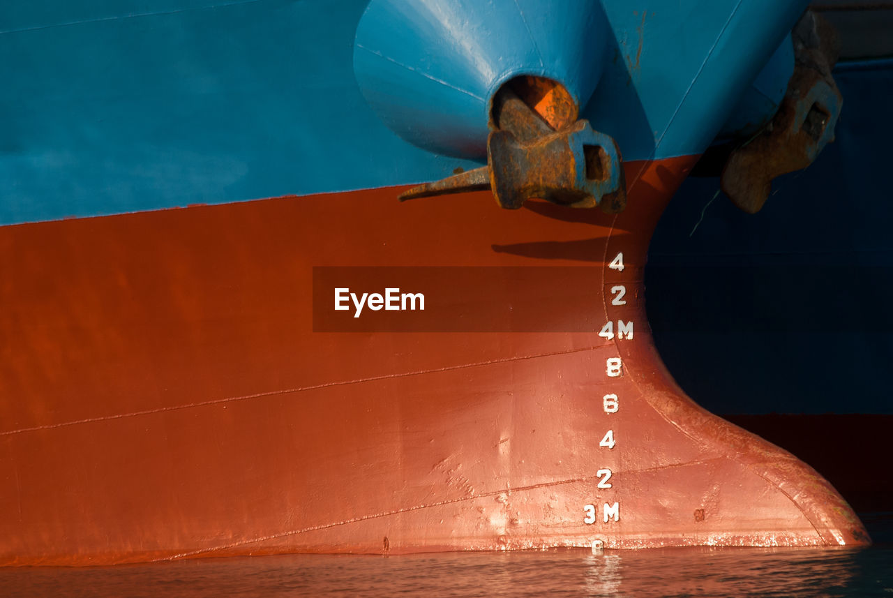 Close-up of scale on ship hull