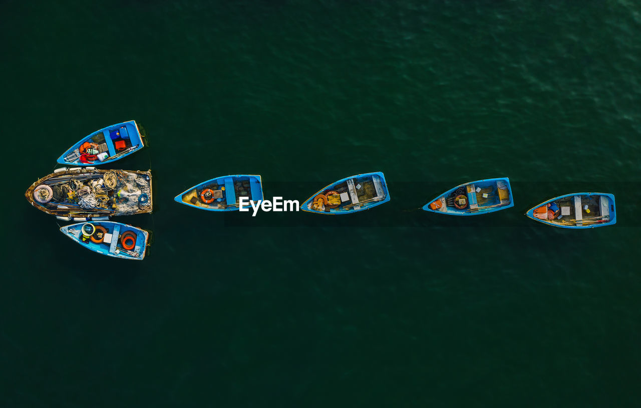 High angle view of boat in water