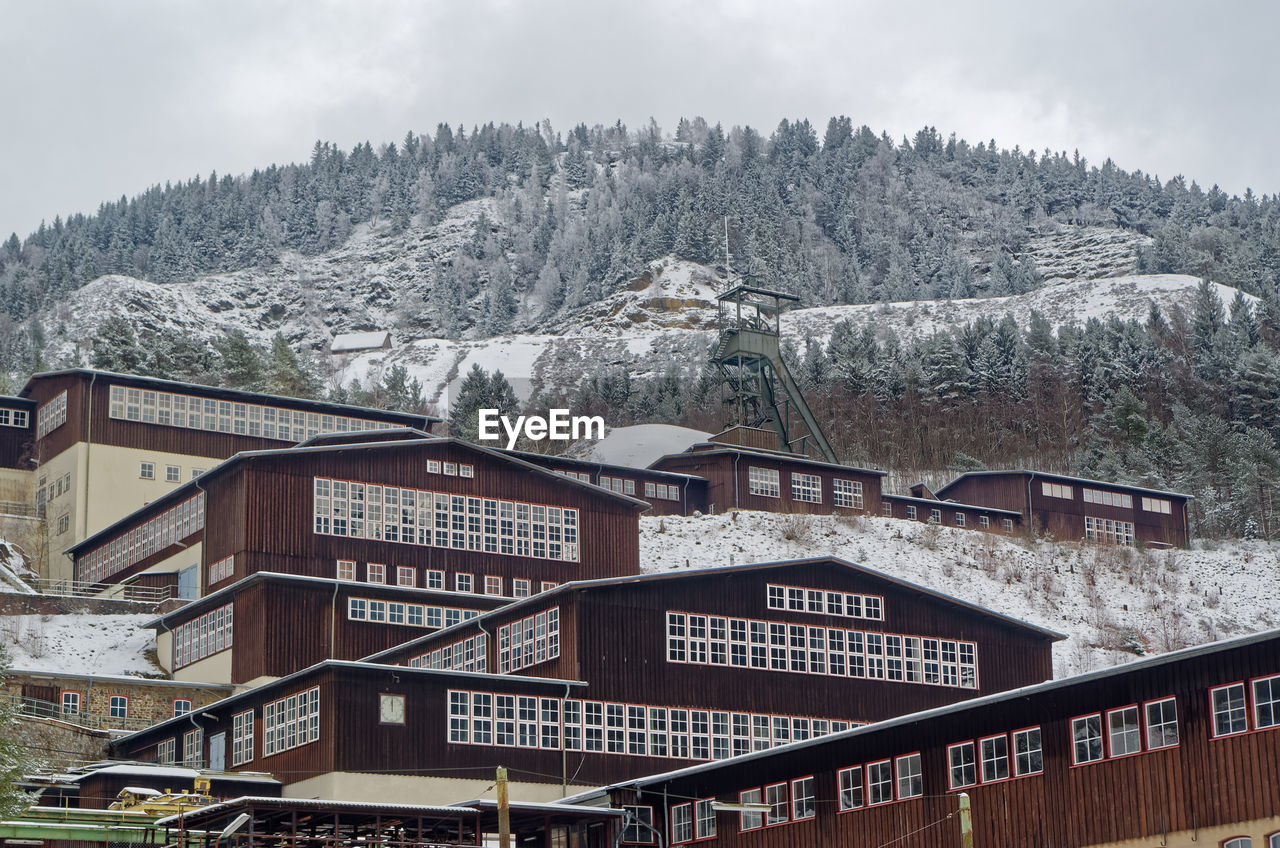 Rammelsberg mine against mountain during winter