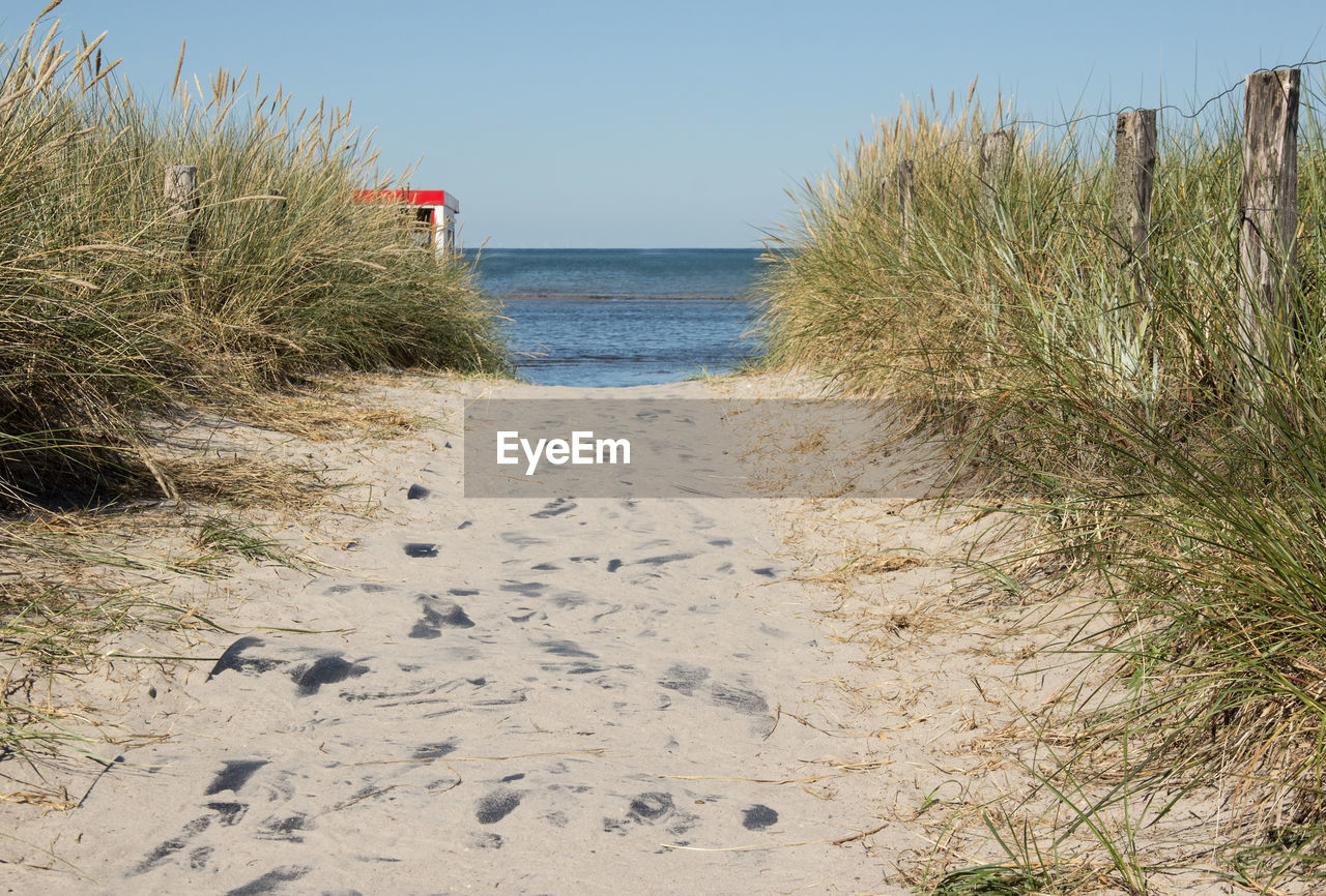 FOOTPRINTS ON SAND AT BEACH