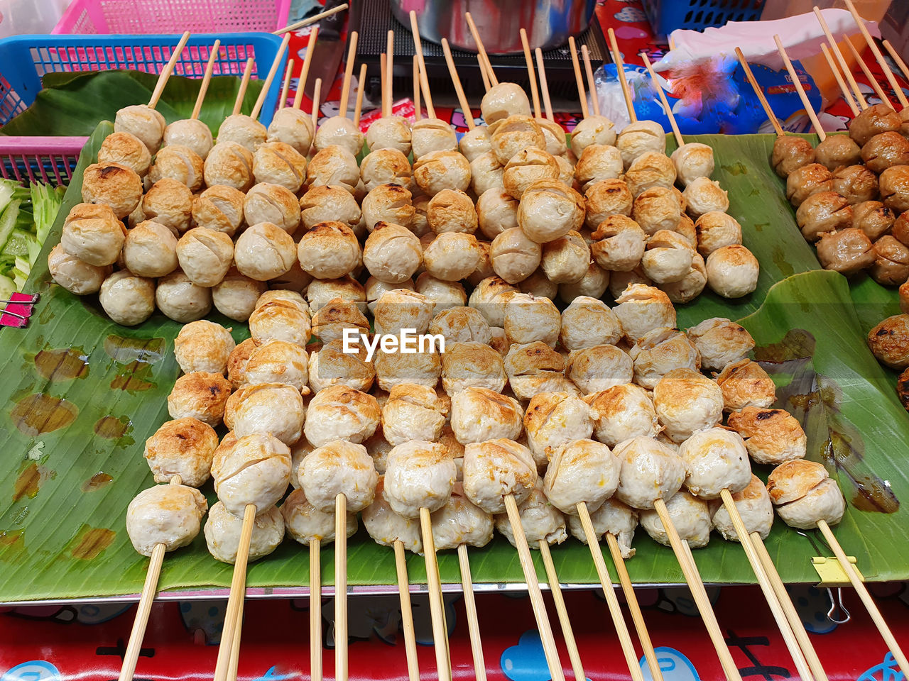 HIGH ANGLE VIEW OF MEAT FOR SALE AT MARKET