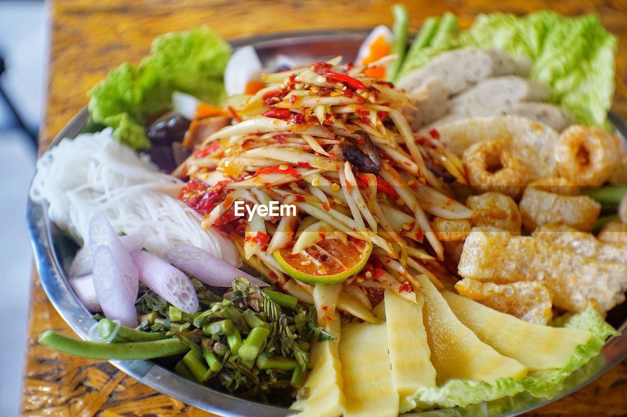 Close-up of meal served in plate