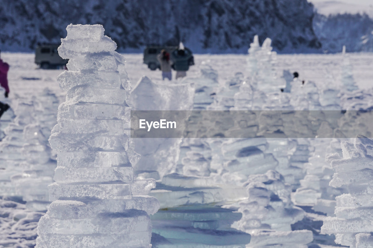 Frozen lake baikal in winter.