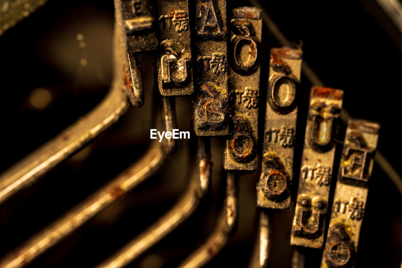 High angle view of typewriter equipment