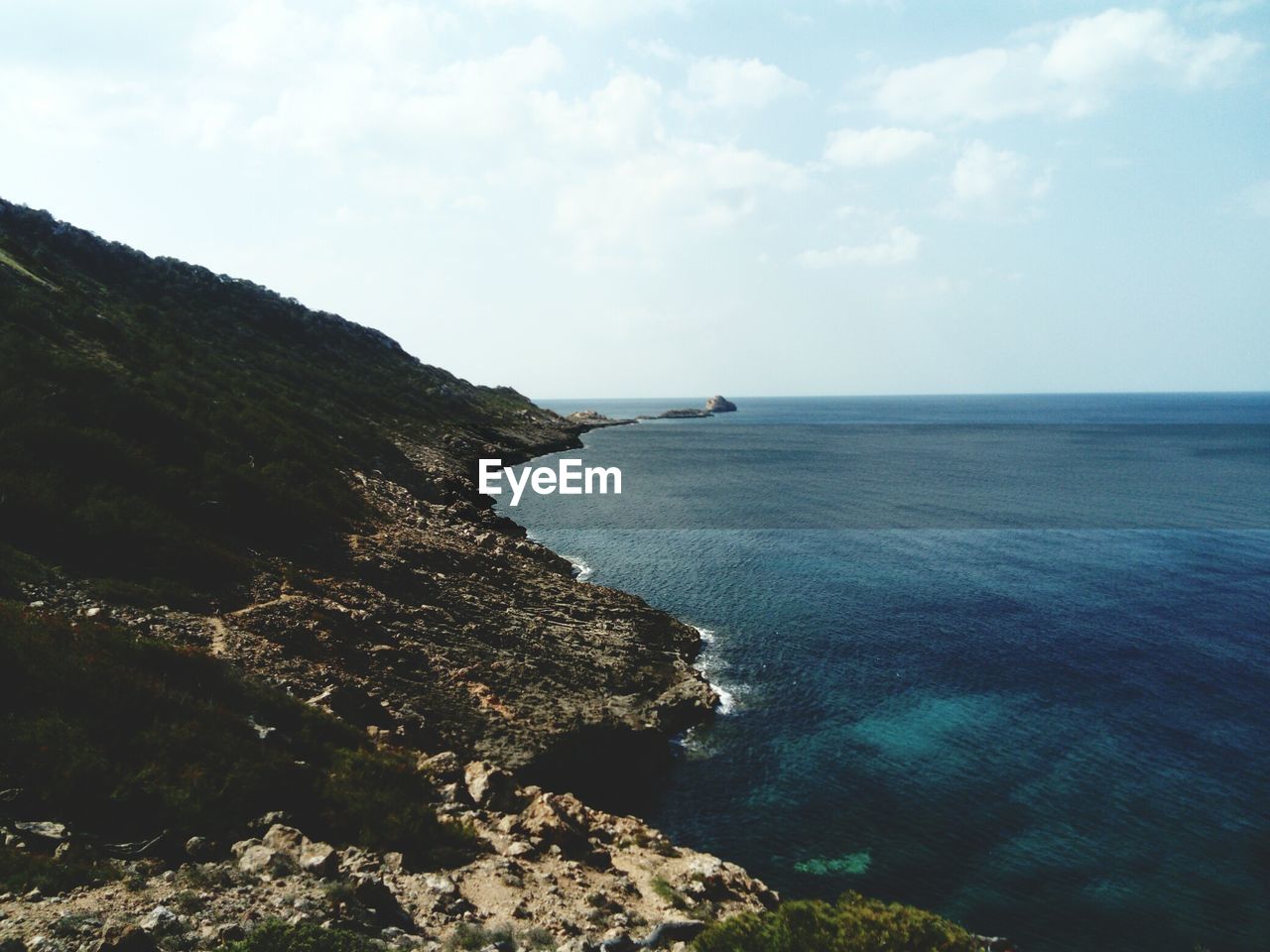 SCENIC VIEW OF SEA BY SHORE AGAINST SKY