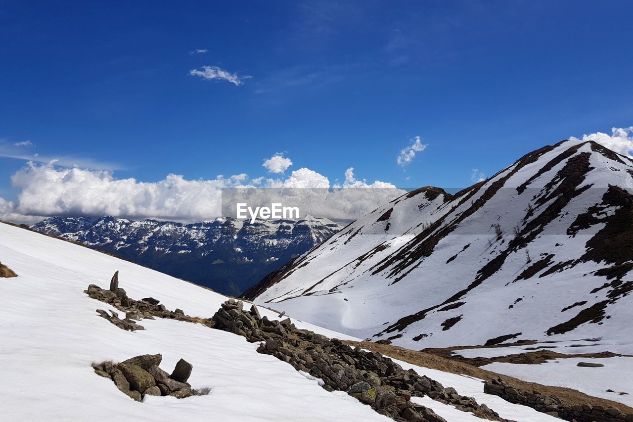 SNOW COVERED MOUNTAIN AGAINST SKY