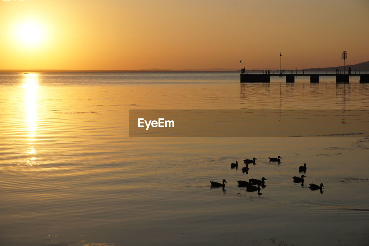 SCENIC VIEW OF SEA AT SUNSET