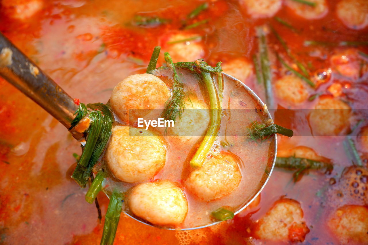 HIGH ANGLE VIEW OF FRUITS IN COOKING PAN