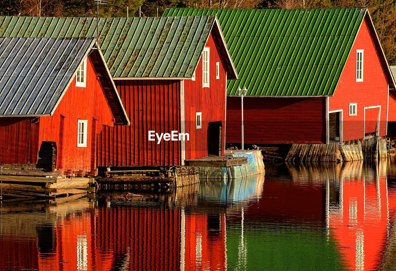 Reflection of building in water