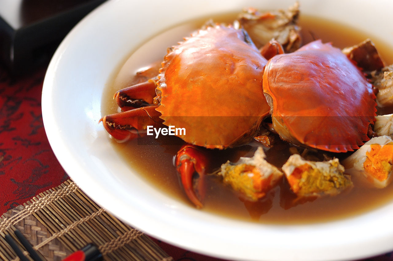 High angle view of meal served in plate