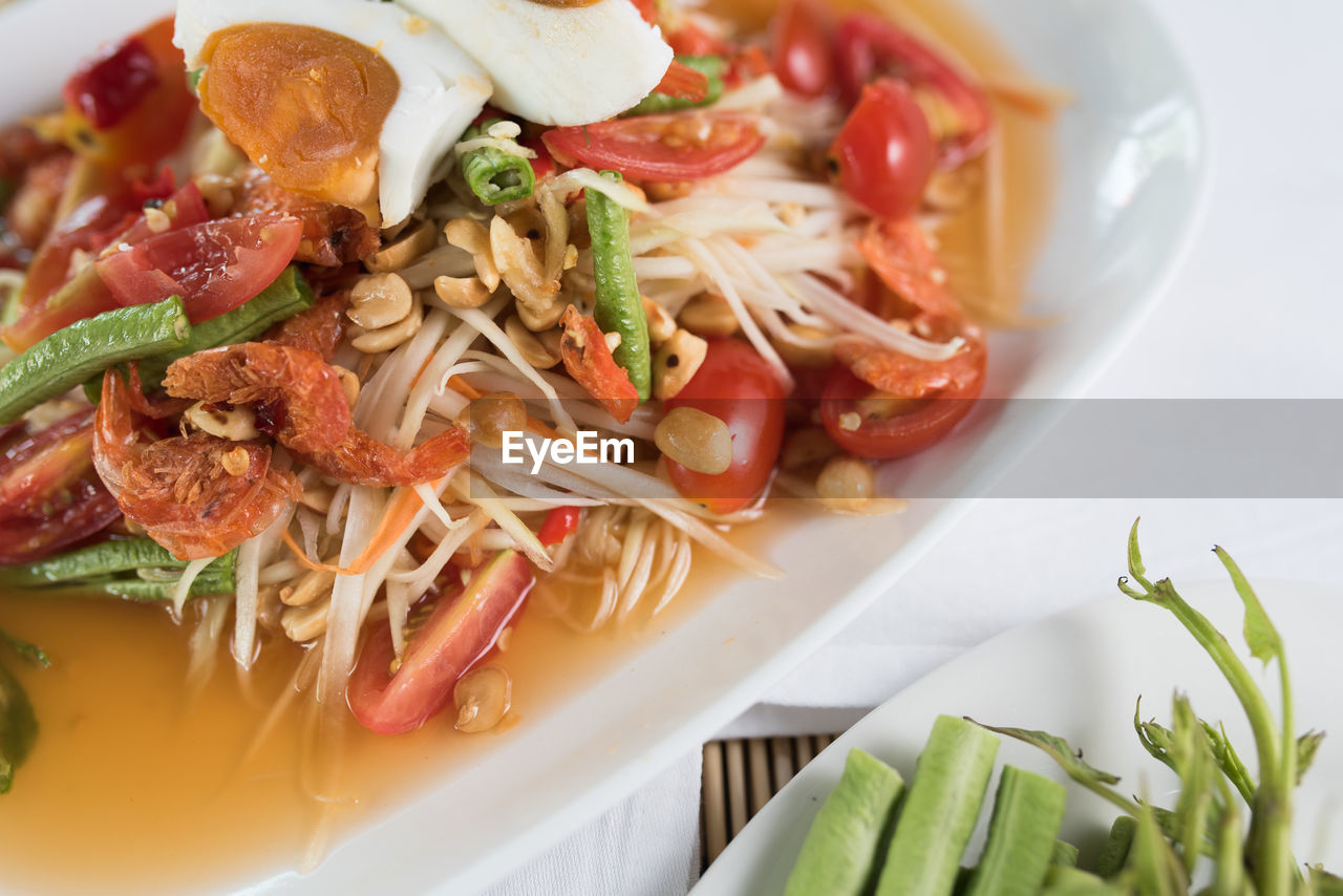 Close-up of food in plate on table