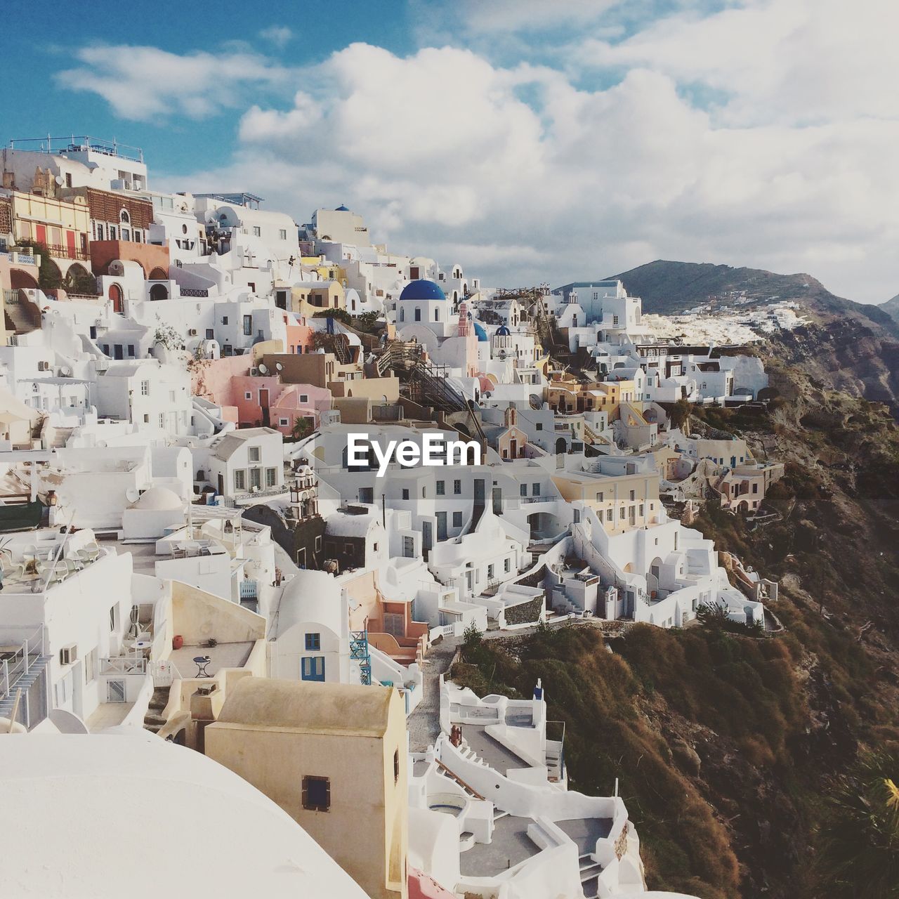 High angle view of buildings against sky