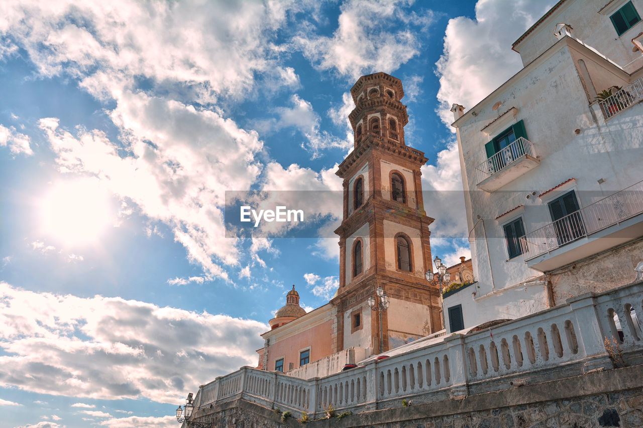 Amalfi coast, low angle view of buildings against sky