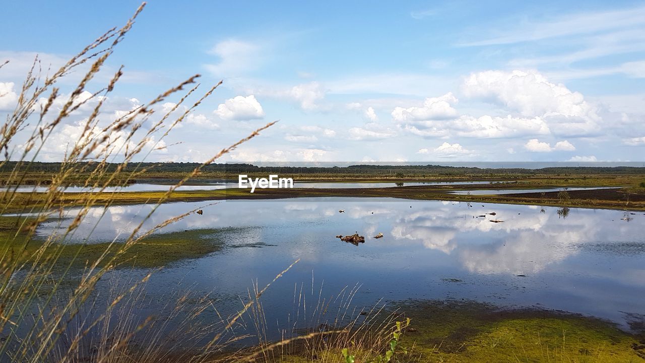 Scenic view of lake against sky