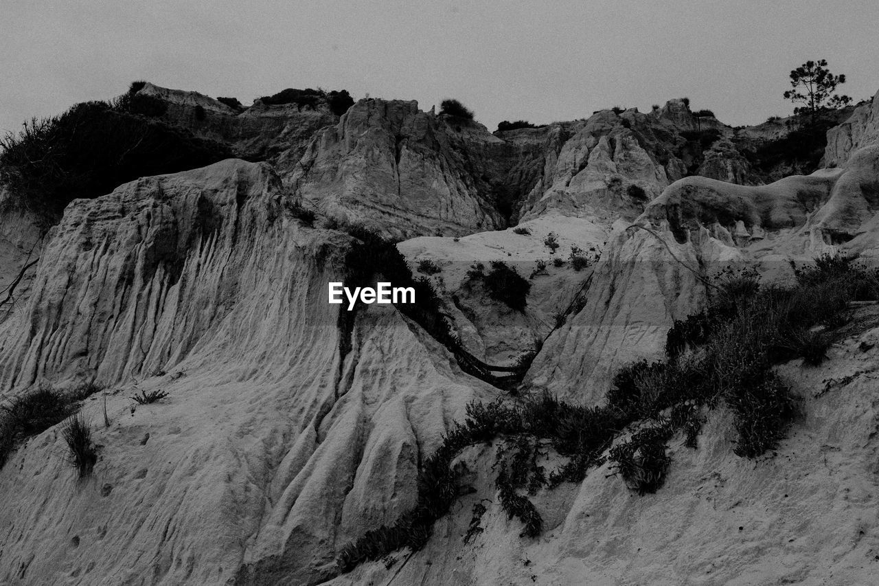 ROCK FORMATIONS ON LANDSCAPE AGAINST CLEAR SKY