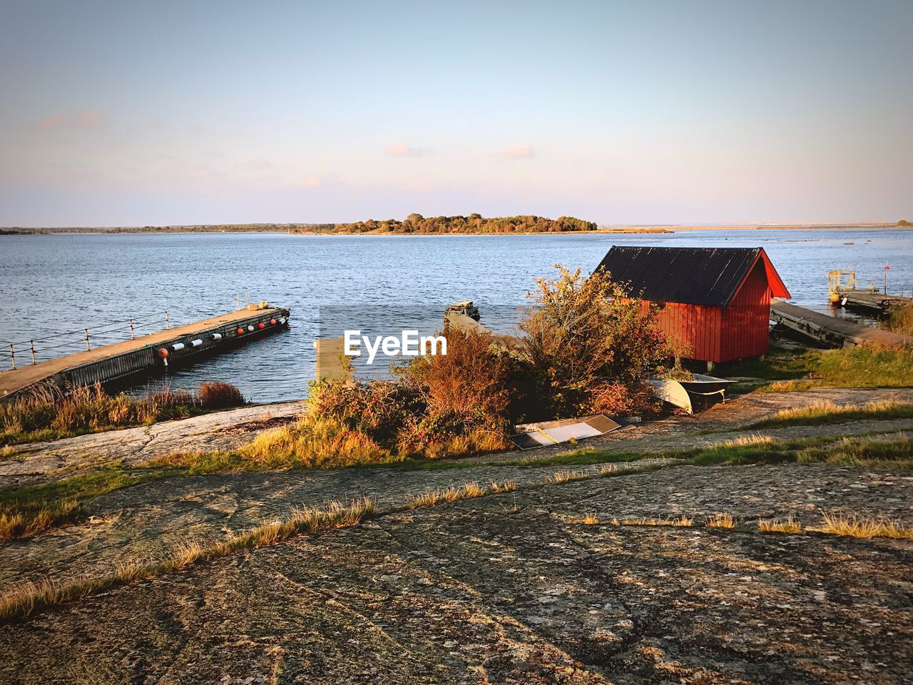 Scenic view of river against clear sky