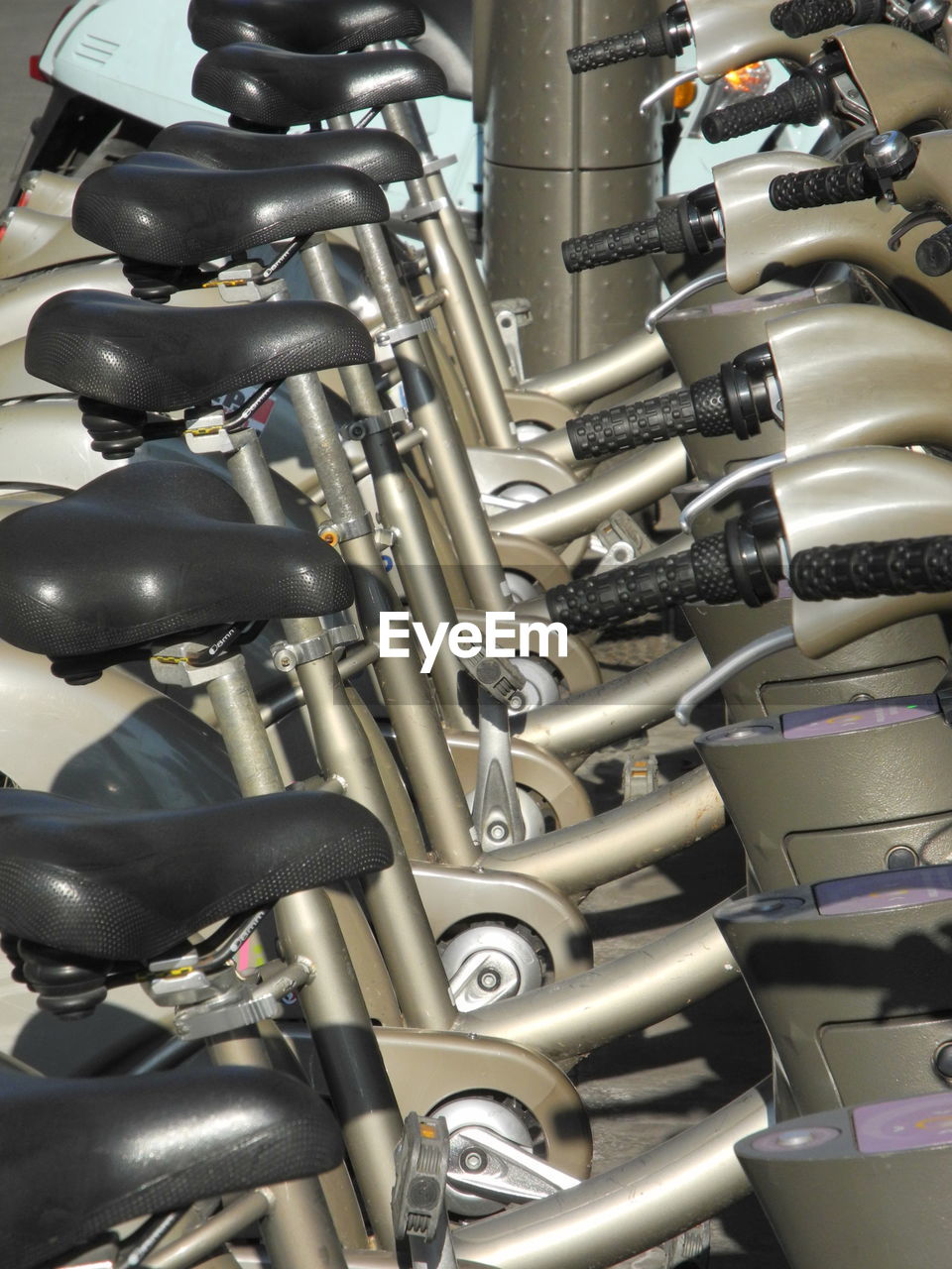 Close-up of bicycles in store for sale