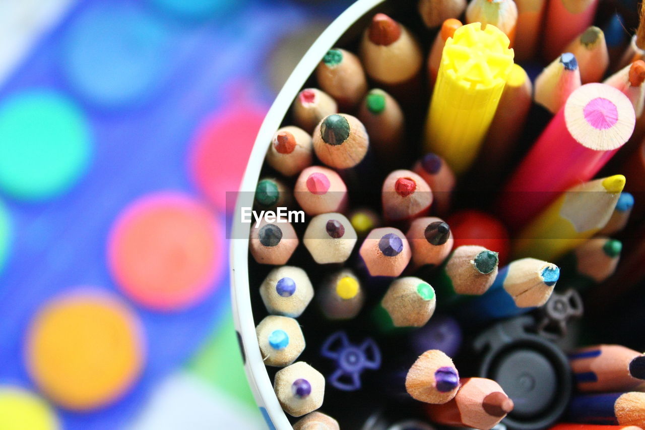 Close-up of multi colored pencils