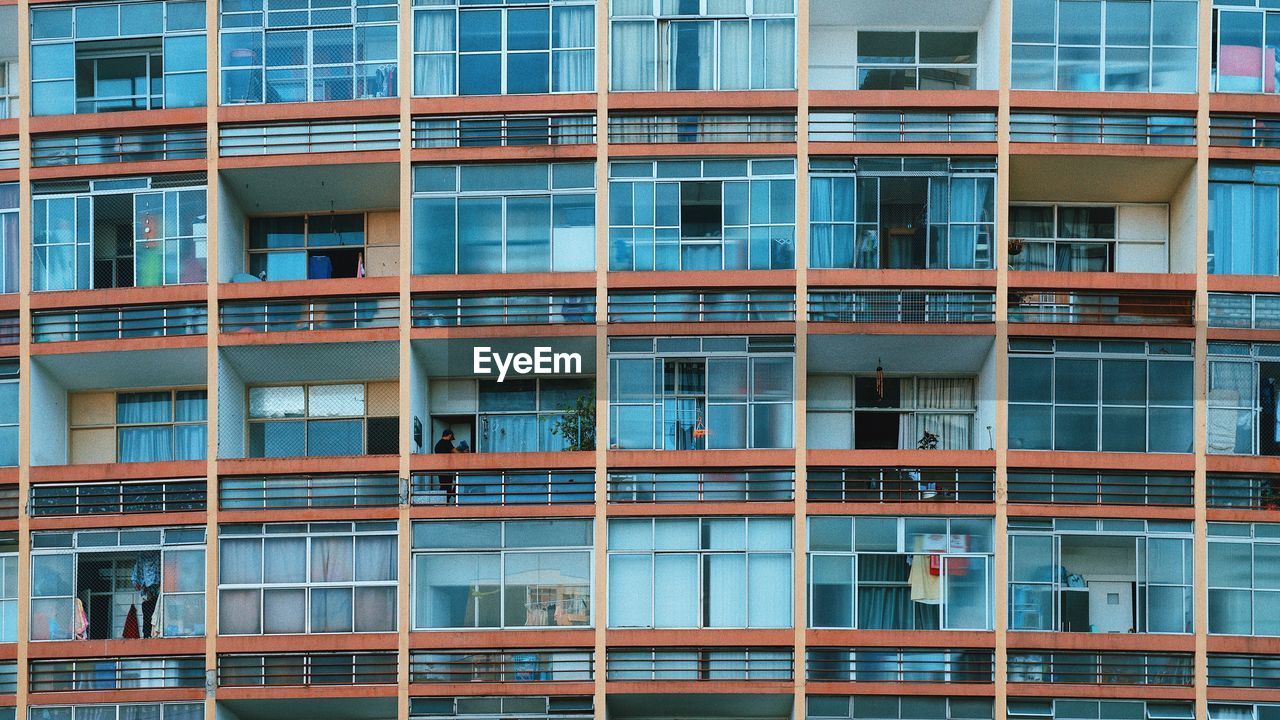 Full frame shot of building blue and orange in sao paulo 