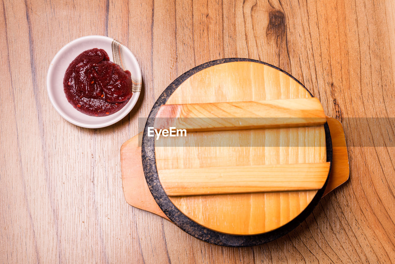 high angle view of food on table