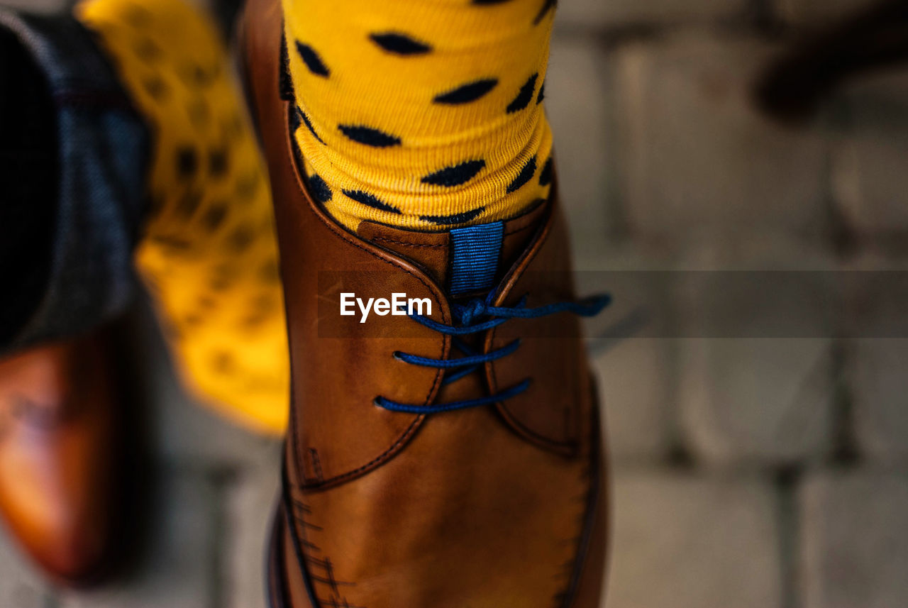 Close-up of brown shoe