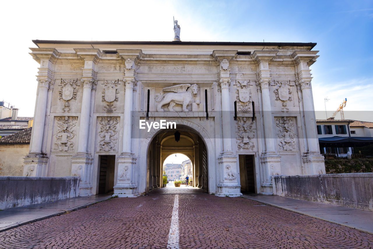 Treviso - porta san tomaso during surise with blue sky - italy