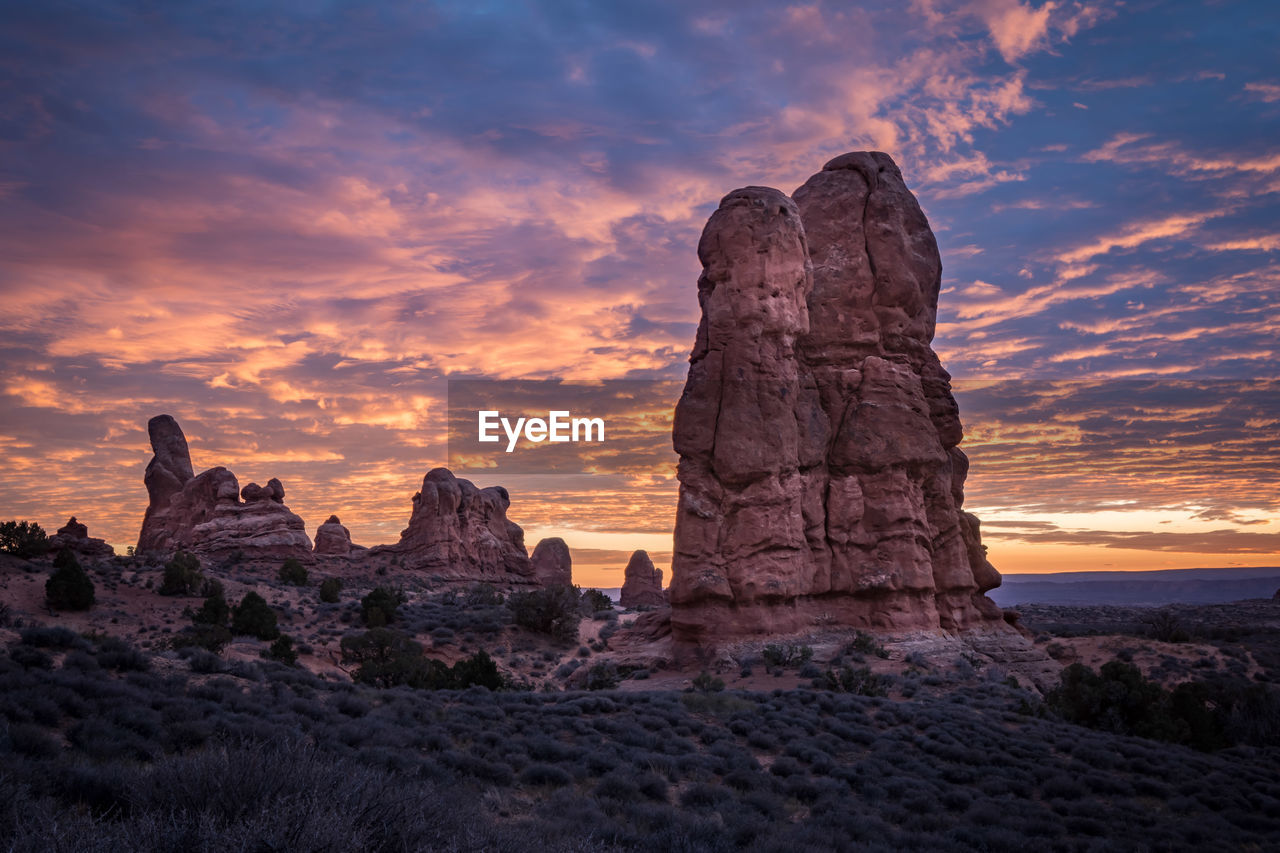 Rock formations at sunset