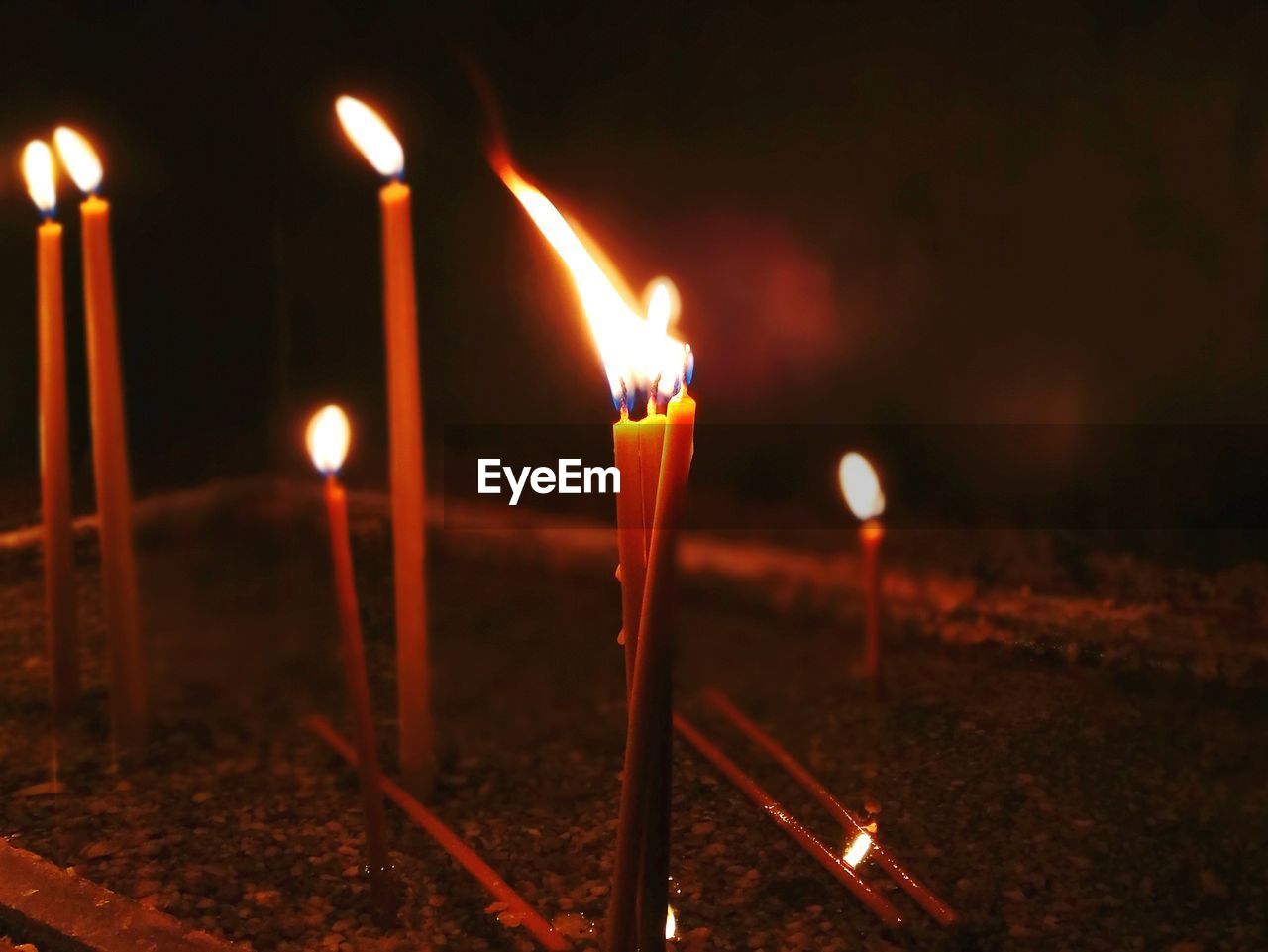 Close-up of illuminated candles