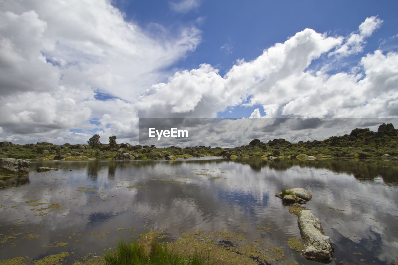 Scenic view of lake against sky