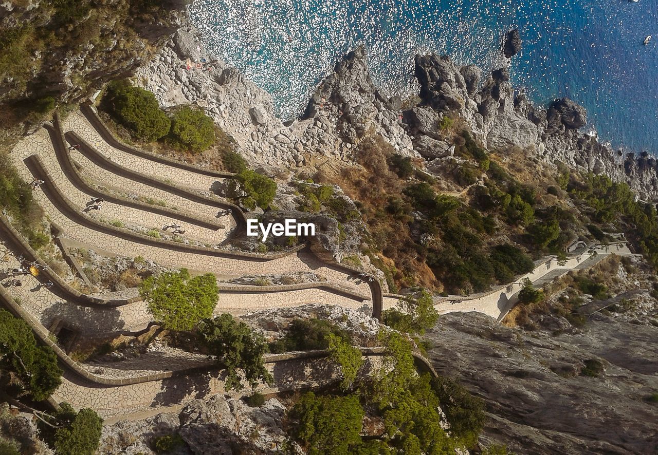 High angle view of mountain road