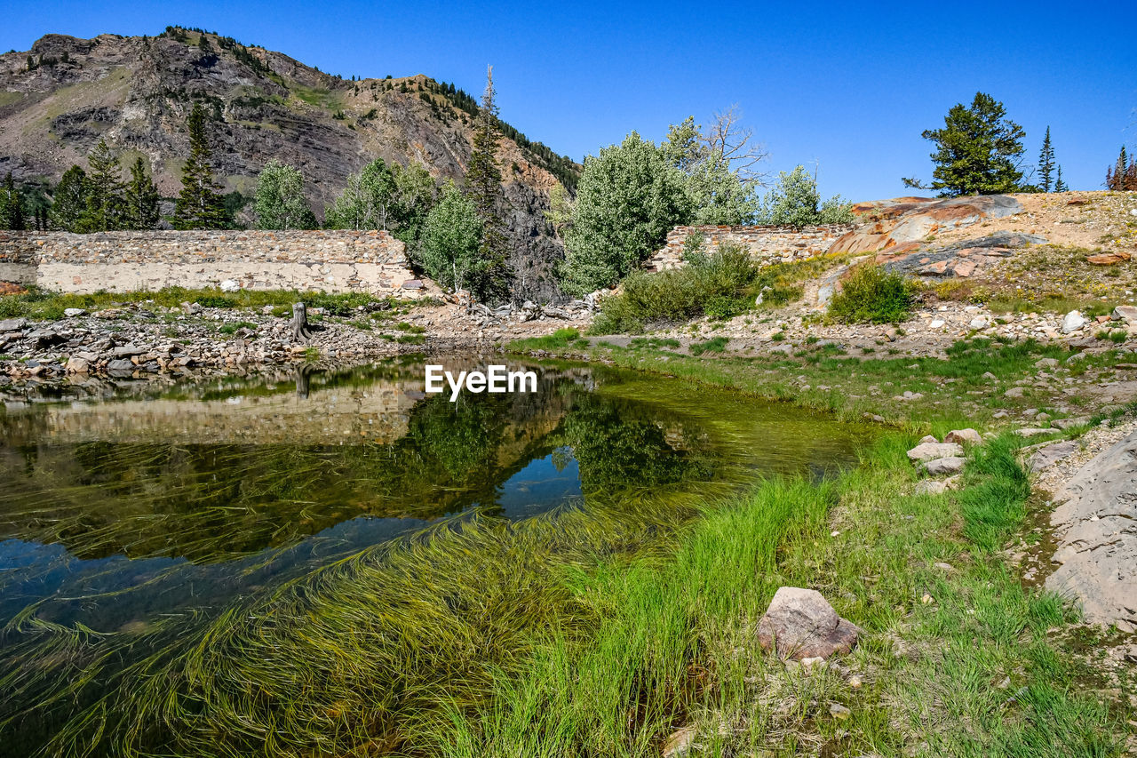 SCENIC VIEW OF LAKE AGAINST MOUNTAIN