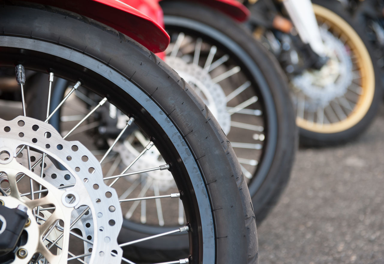 Cropped image of motorcycle tires