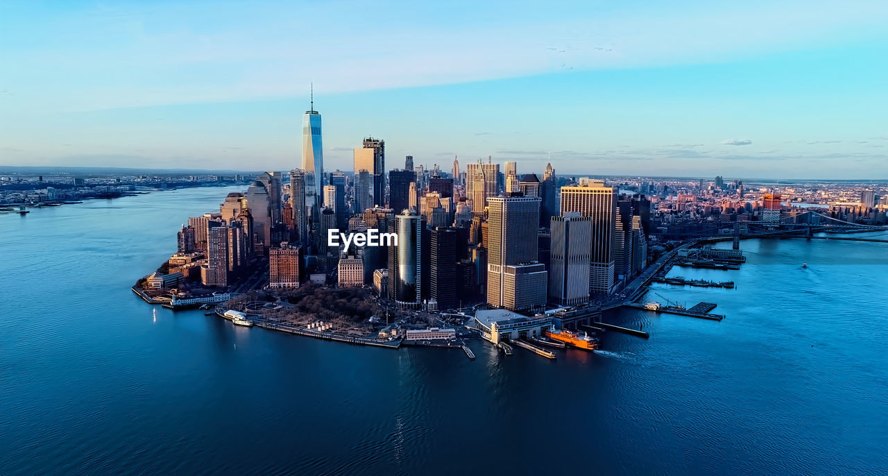 Aerial view of buildings in new york city 