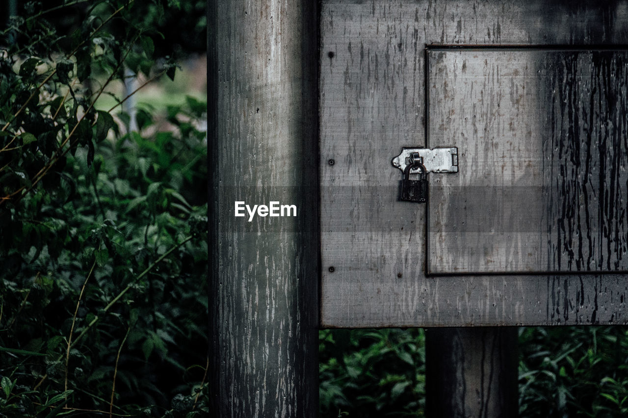 Lock on wooden mailbox