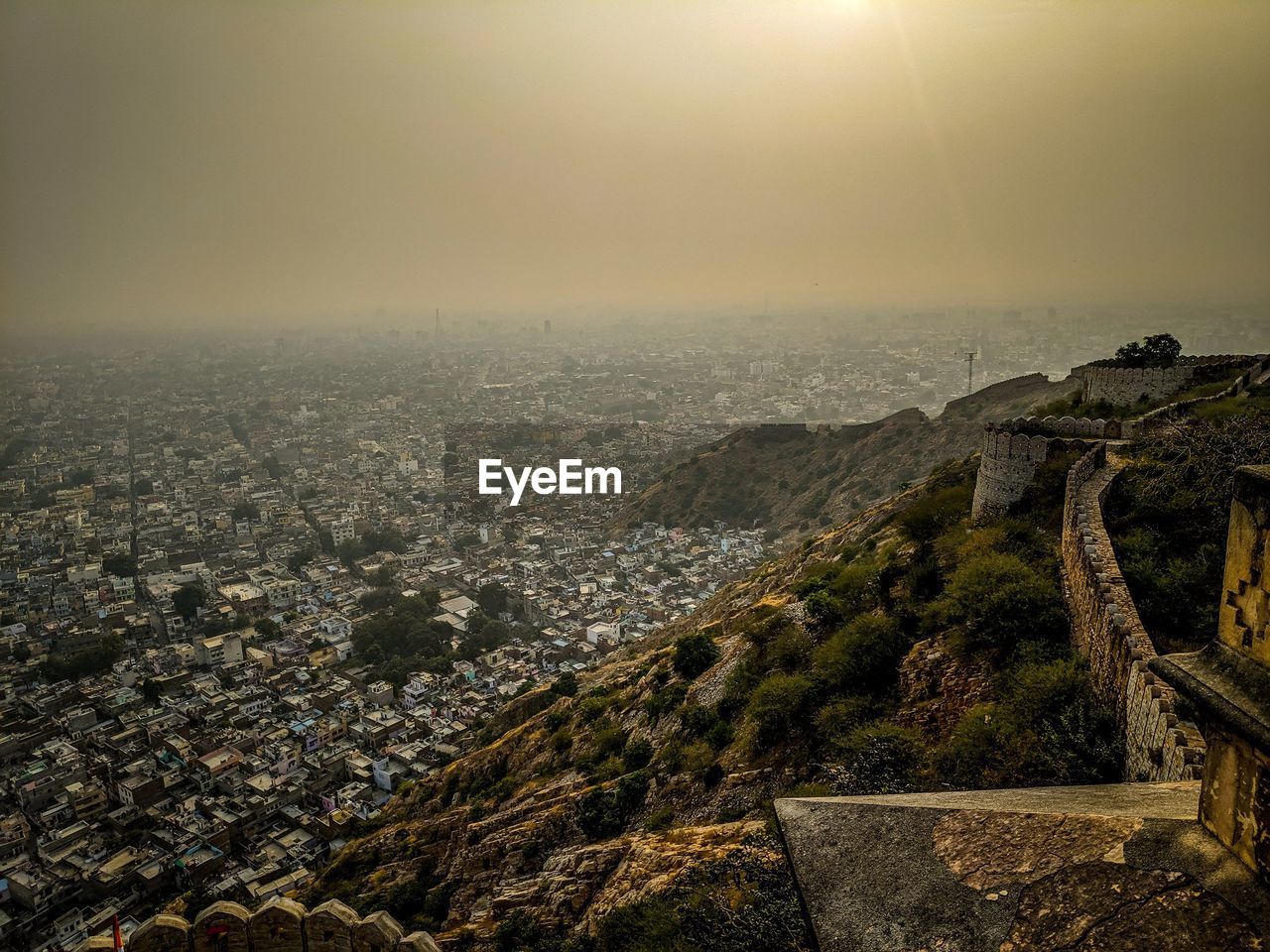 HIGH ANGLE VIEW OF CITY BUILDINGS AGAINST SKY