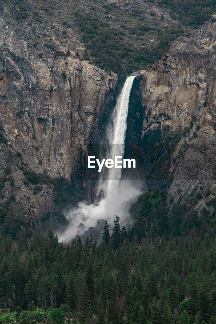 low angle view of waterfall