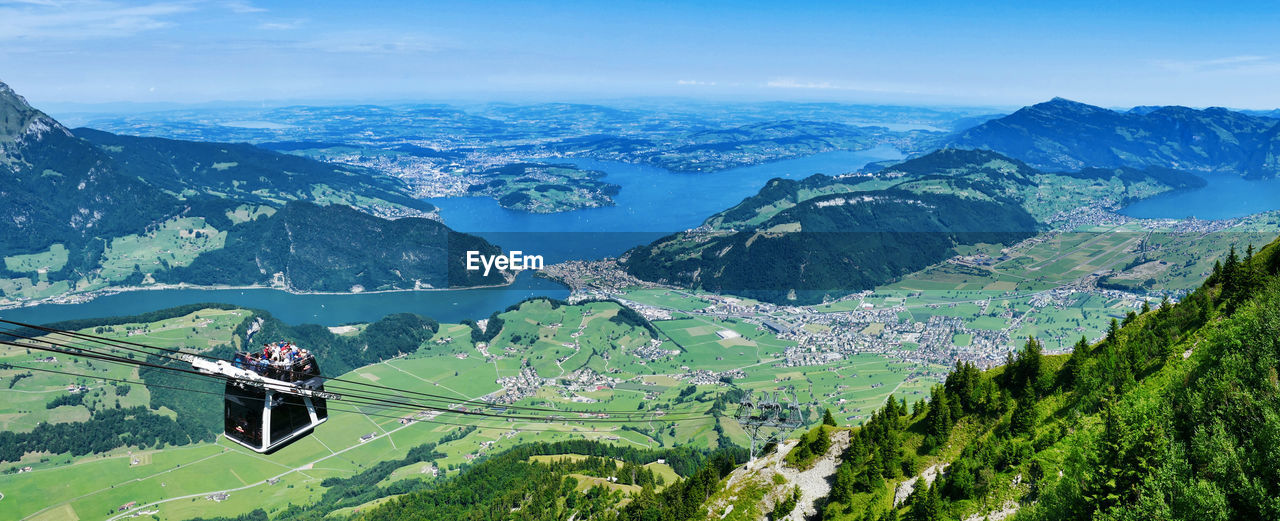 High angle view of mountains against sky