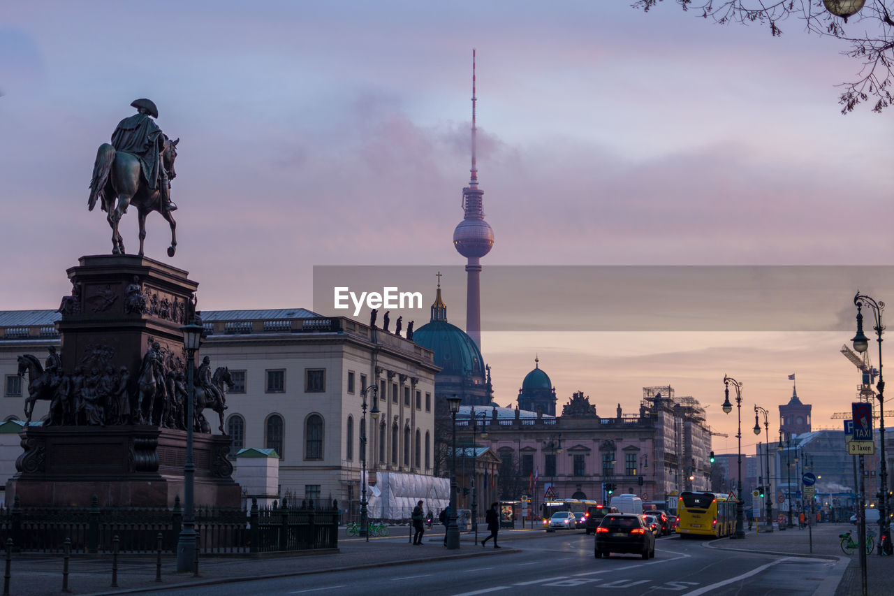 View of berlin city center at sunrise 